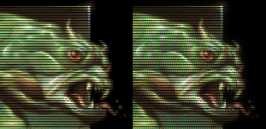 Phosphor and shadow mask emulation comparison